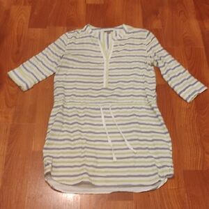 Lilla P Green and Gray Striped Top